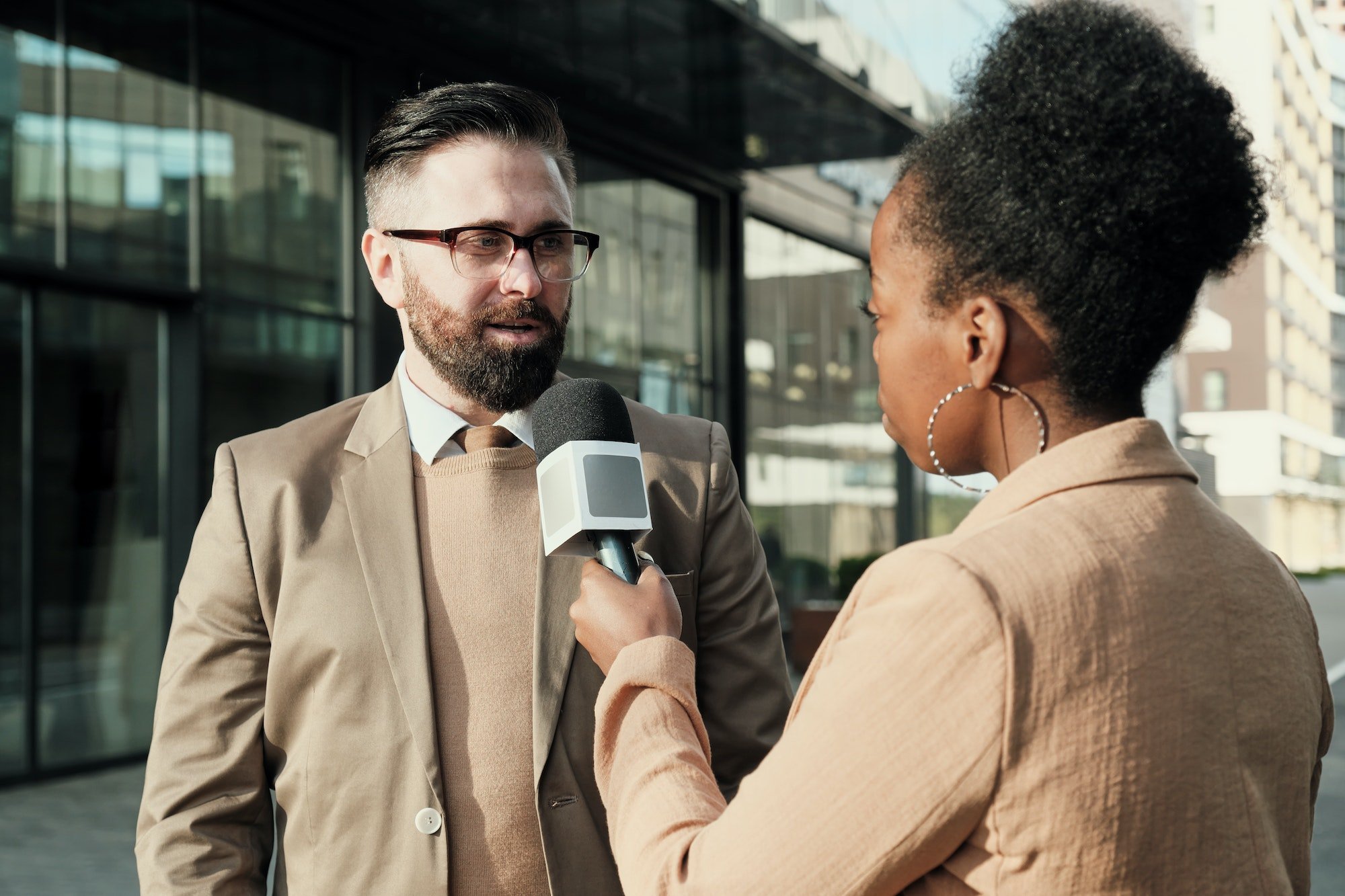 Woman taking an interview